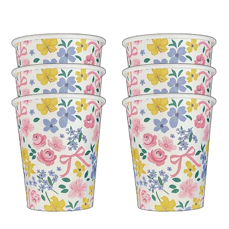 Copo de papel ramo de flores (8 unidades)