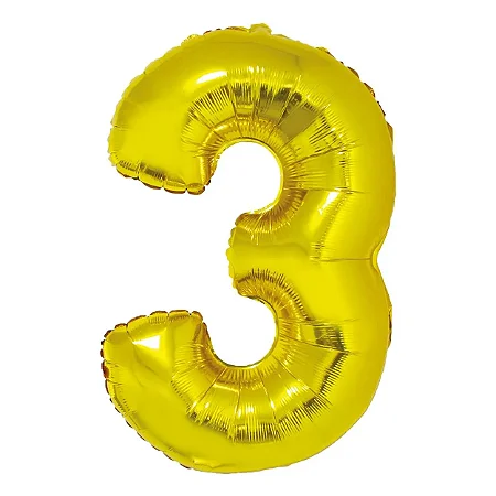 Balão numeral 3 dourado metalizado (1 un)