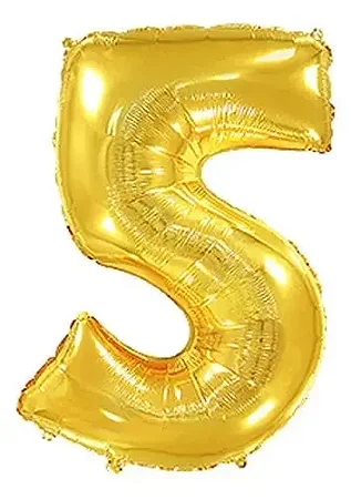 Balão numeral 5 dourado metalizado (1 un)