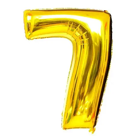 Balão numeral 7 dourado metalizado (1 un)