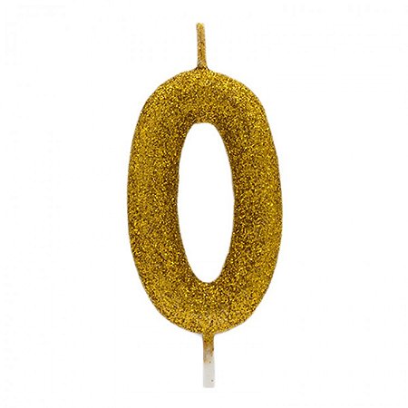 Vela numeral dourado glitter (1 und)