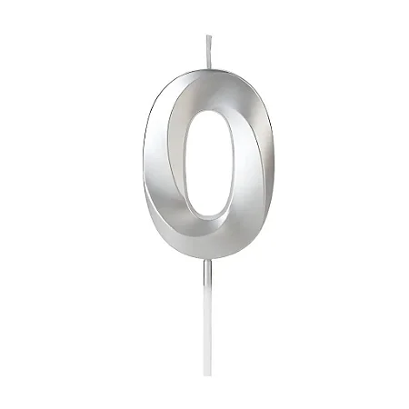 Vela numeral metalizada prata (1 und)