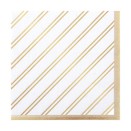 Guardanapo de papel natal listra dourado (20 und)