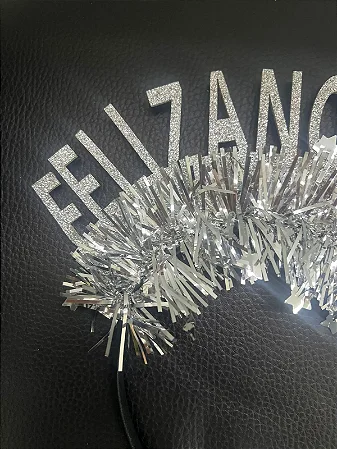 Tiara feliz ano novo prata glitter