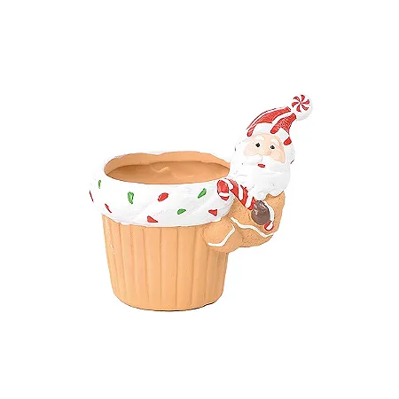 Vaso decorativo de natal noel cupcake ( 1und)