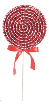 Pick de pirulito decorativo vermelho natal (1 und)