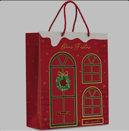 Sacola especial guirlanda boas festas de natal