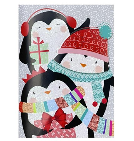 Cartão de natal musical decorado pinguim (1 und)