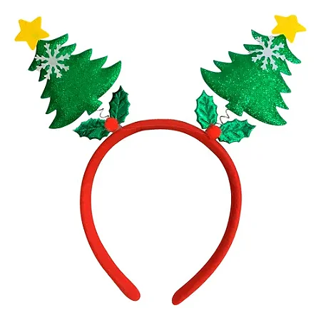 Tiara árvore de natal verde com glitter (1 und)