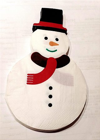 Guardanapo formato boneco de neve natal (20 und)