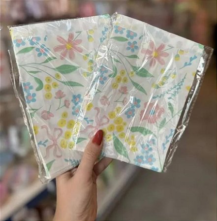 Saquinho de papel flores (20 und)