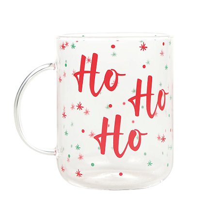 Caneca ho ho ho de natal incolor (1 und)