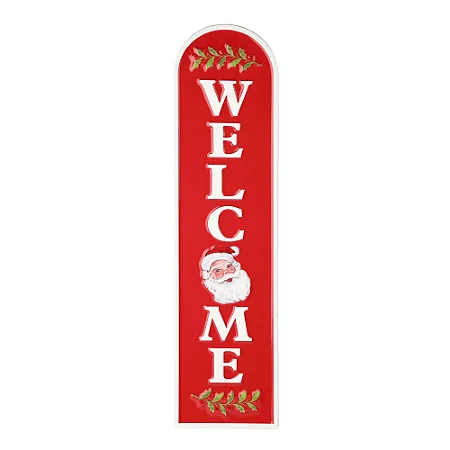 Placa de metal vermelho welcome de natal (1 und)