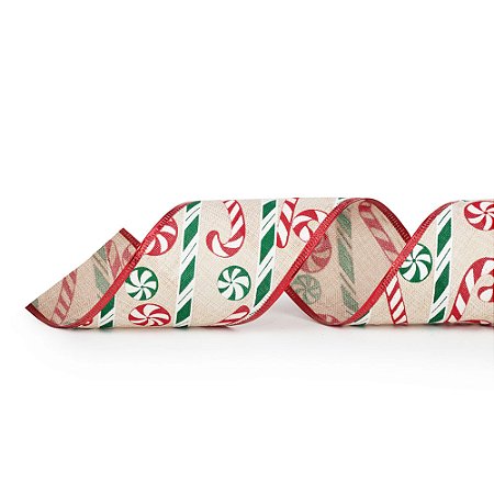 Fita candy cane colorido de natal (1 und)
