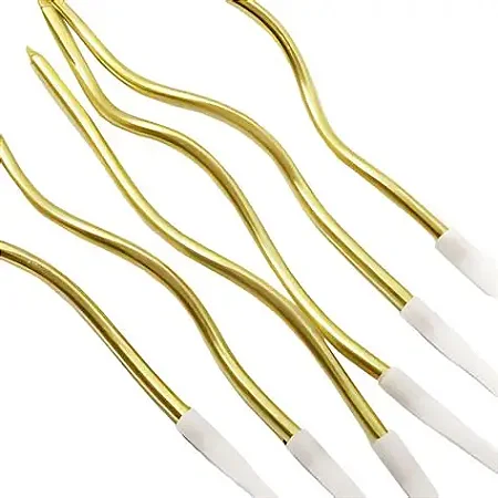 Vela espiral dourada metalizada 17cm (06 un)