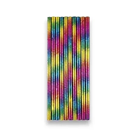 Canudo de papel colorido metalizado (12 und)
