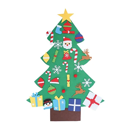 Enfeite pinheiro em feltro p/colar de natal 98cm (1 und)