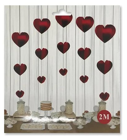 Cortina decorativa coração metalizado (1 und)