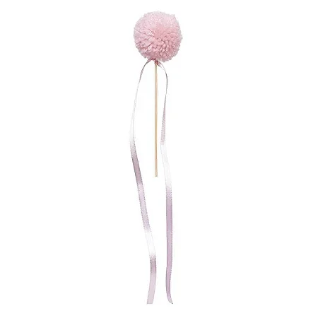 Topo de bolo pompom rosa boneca (1un)