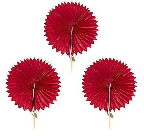 Mini Leque toppers vermelho cereja (3 und)
