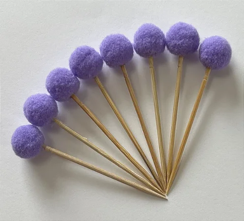 Toppers de pompom lilás (8und)