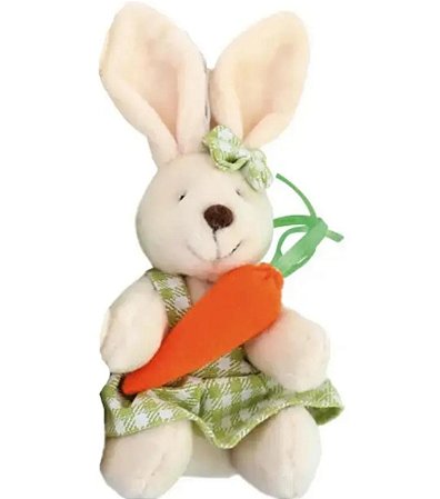 Coelho branco de pelúcia com cenoura (1un)