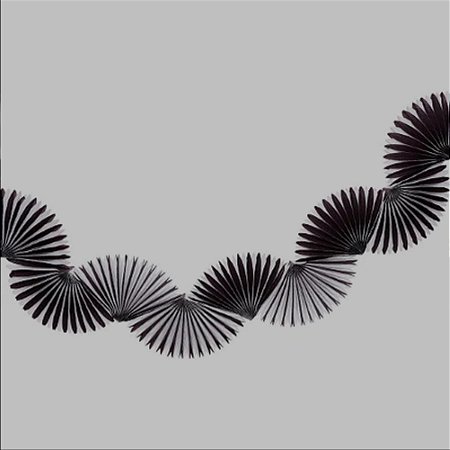 Guirlanda leques de papel de seda listra preto e branco (1 unidade)