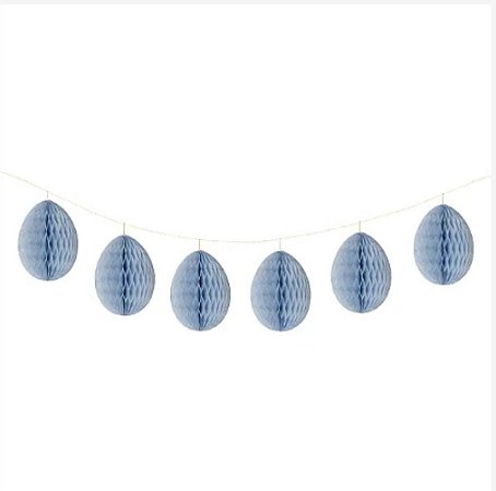 Guirlanda mini ovo de páscoa azul jeans (6und)