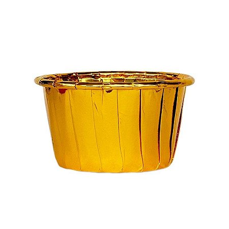 Forminha para cupcake plissadas laminadas douradas (20 und)