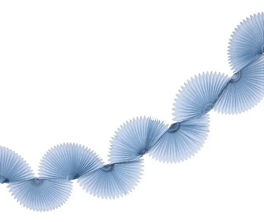 Guirlanda leques de papel de seda azul jeans (1 unidade)