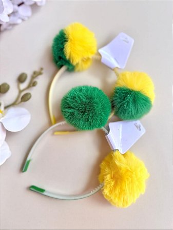 Tiara pompom brasil (1und)