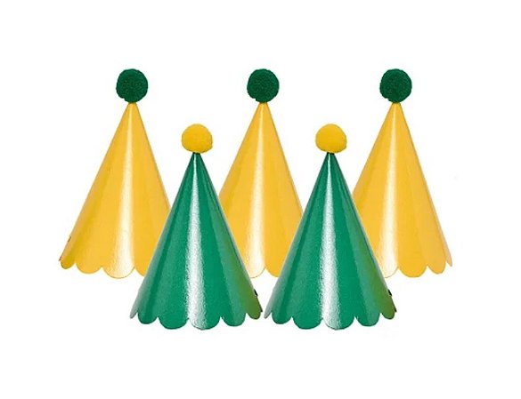 Chapéu de festa verde e amarelo copa (5 unidades)