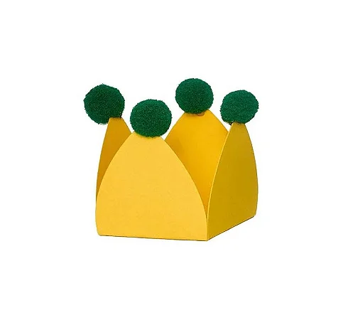 Forminha para doces com pompom amarelo e verde copa (20 und)