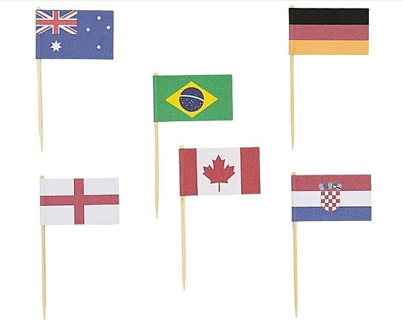 Toppers para doces bandeiras paises (6und)