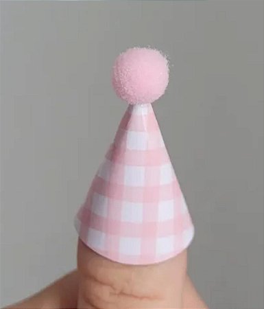 Mini chapeuzinhos vicky xadrez rosa claro (6und)