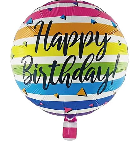 Balão happy birthday colorido metalizado (1und)
