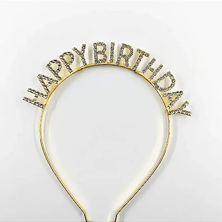 Tiara happy birthday dourada