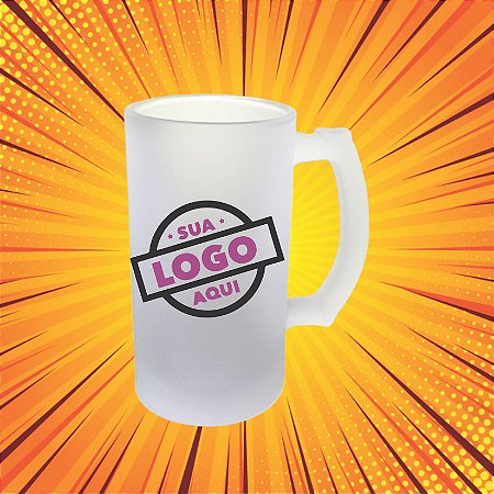 CANECA DE VIDRO JATEADO 475ml PERSONALIZADA