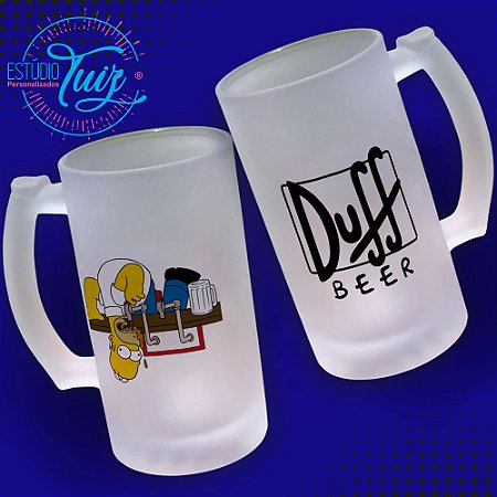 CANECA DE VIDRO JATEADO 465ml - DUFF HOMER