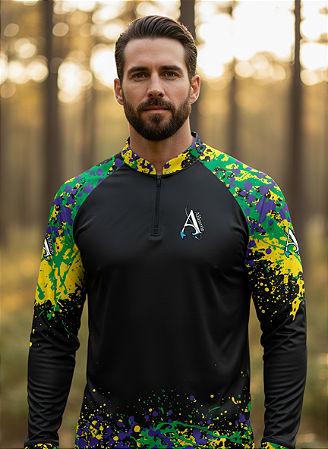 Camisa de Pesca UV50+ Brasil Spirit Preta