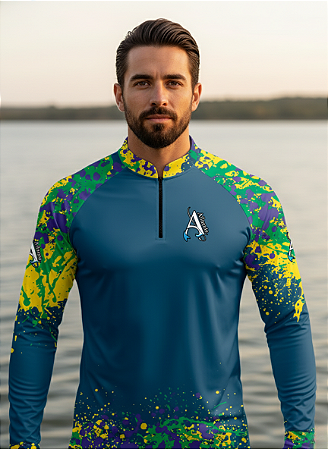 Camisa de Pesca UV50+ Brasil Spirit Azul