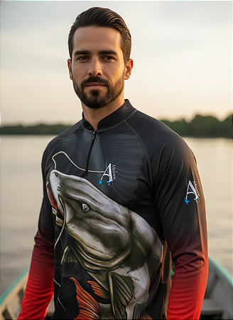 Camisa de Pesca UV50+ Pirarara Furia Vermelha