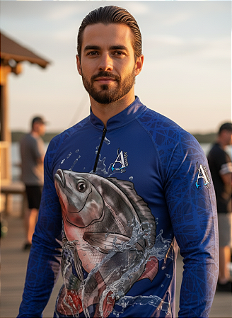 Camisa de Pesca UV50+ Tilápia Moviment Azul