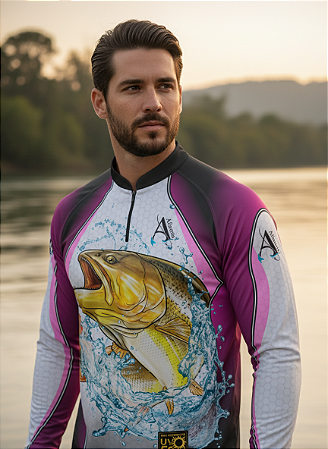 Camisa de Pesca UV50+ Dourado Real Rosa