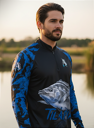 Camisa de Pesca UV50+ Tilápia Sombra do Rio Azul