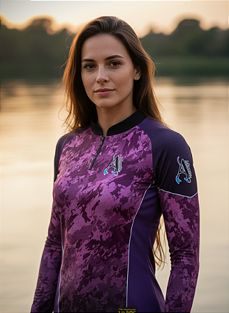 Camisa de Pesca Feminina UV50+ Camuflada Stealth Mirage
