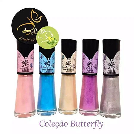 Coleção Butterfly  Esmaltes vegano efeito cintilante