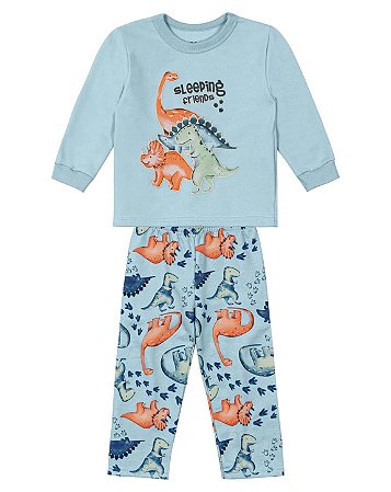 Pijama Menino Dinossauro Azul BRILHA NO ESCURO
