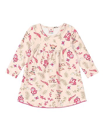 Vestido Infantil de Manga Raposinha Rosa