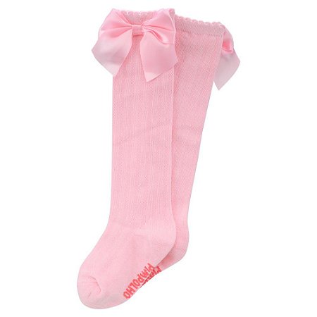 Meia 3/4 Com Laço Pimpolho Rosa Tamanho 26 a 30